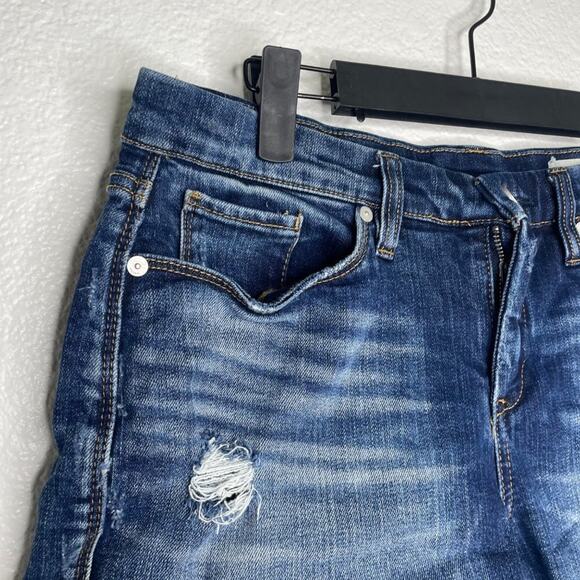 Blanknyc Womens Bottoms Size 28 Dark Wash Denim Casual Distressed Jean Shorts - Picture 8 of 15